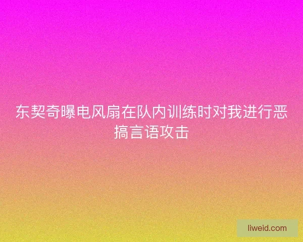 东契奇曝电风扇在队内训练时对我进行恶搞言语攻击