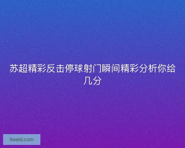 苏超精彩反击停球射门瞬间精彩分析你给几分