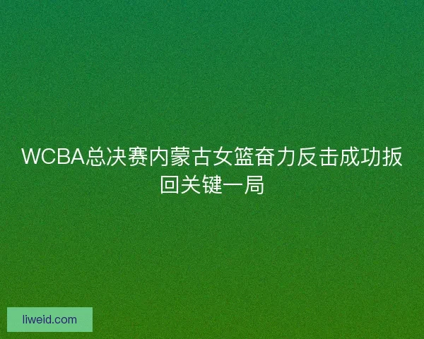 WCBA总决赛内蒙古女篮奋力反击成功扳回关键一局